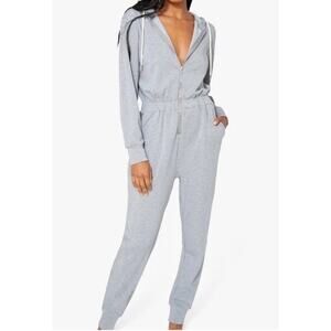 WeWoreWhat Size Small Leisure SweatSuit hooded jumpsuit Heather Grey $128